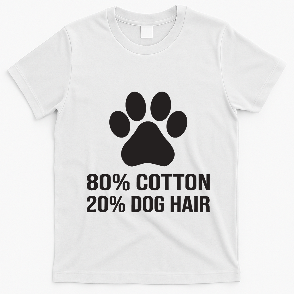 Cotton Dog Hair Funny Dog Saying T-Shirt - White