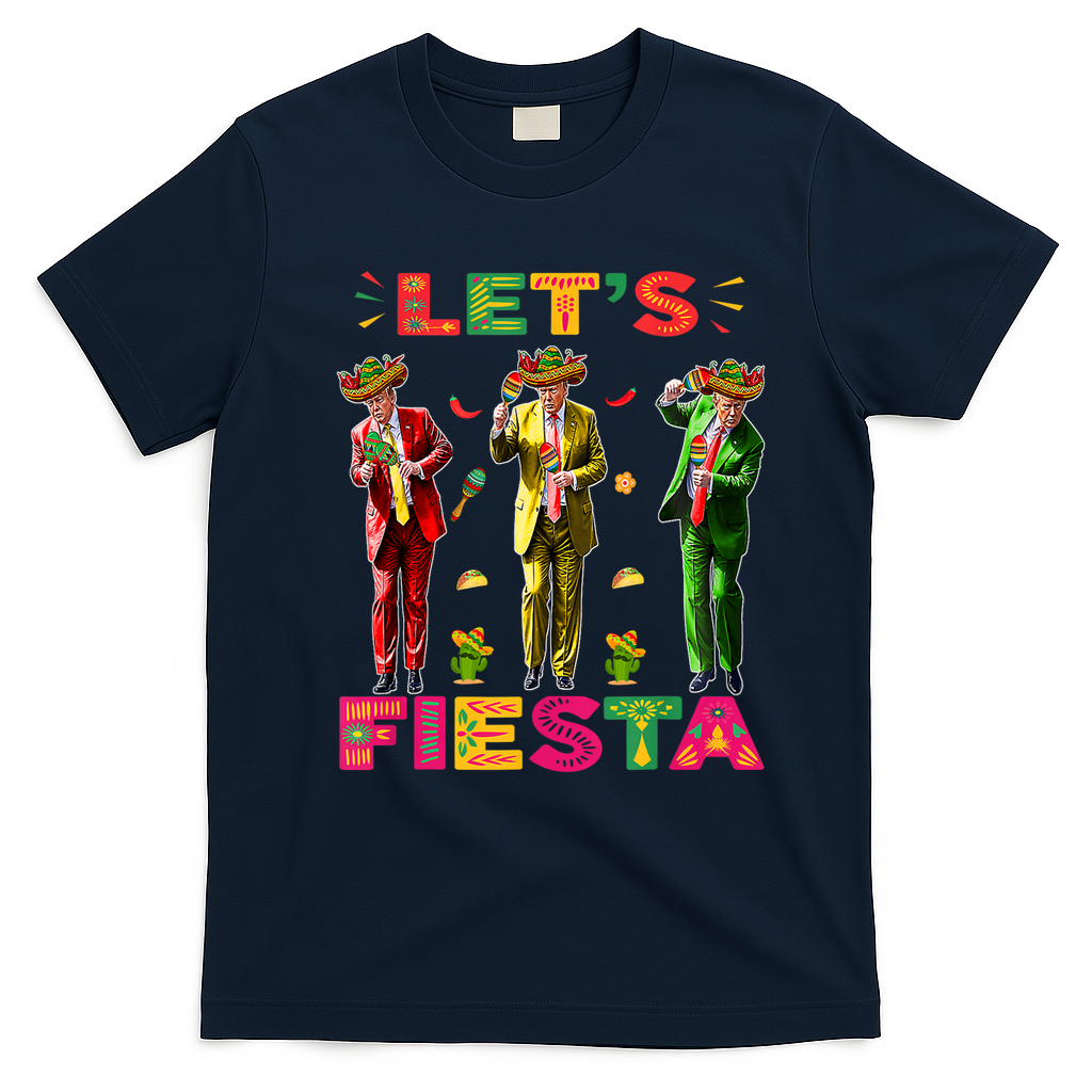 Cinco De Mayo Trump Taco Funny Dancing Trump Let's Fiesta T-Shirt - Navy Blue