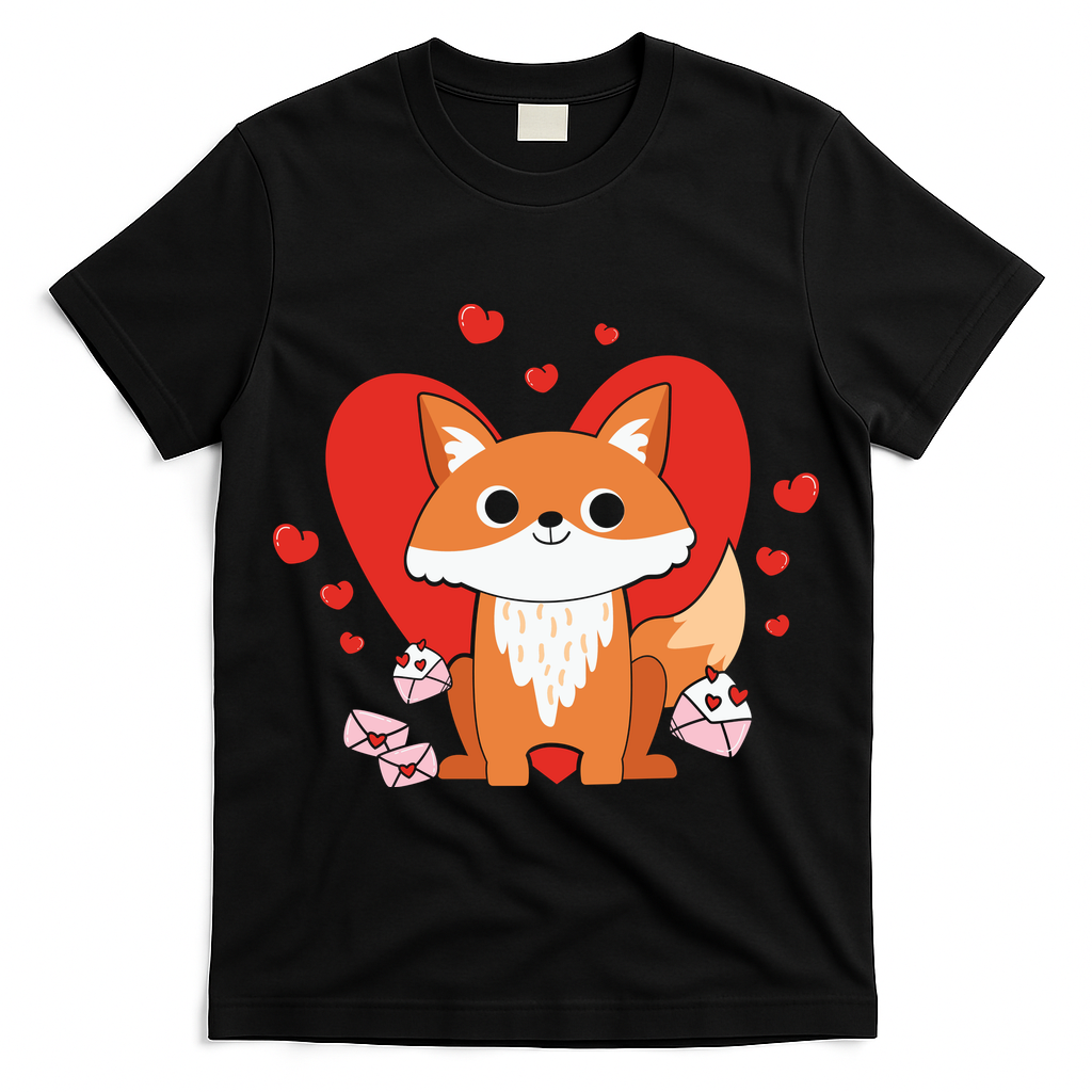 Cute Fox Animal Valentine Gift For Valentine Day T-Shirt
