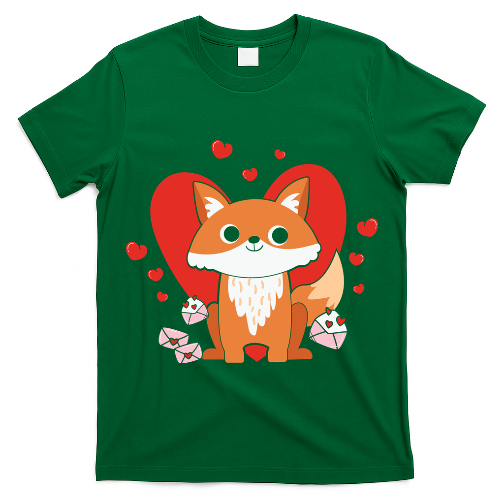 Cute Fox Animal Valentine Gift For Valentine Day T-Shirt