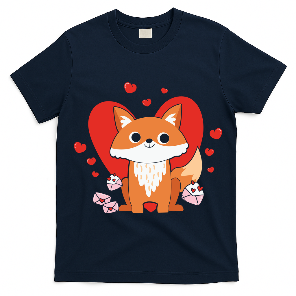 Cute Fox Animal Valentine Gift For Valentine Day T-Shirt
