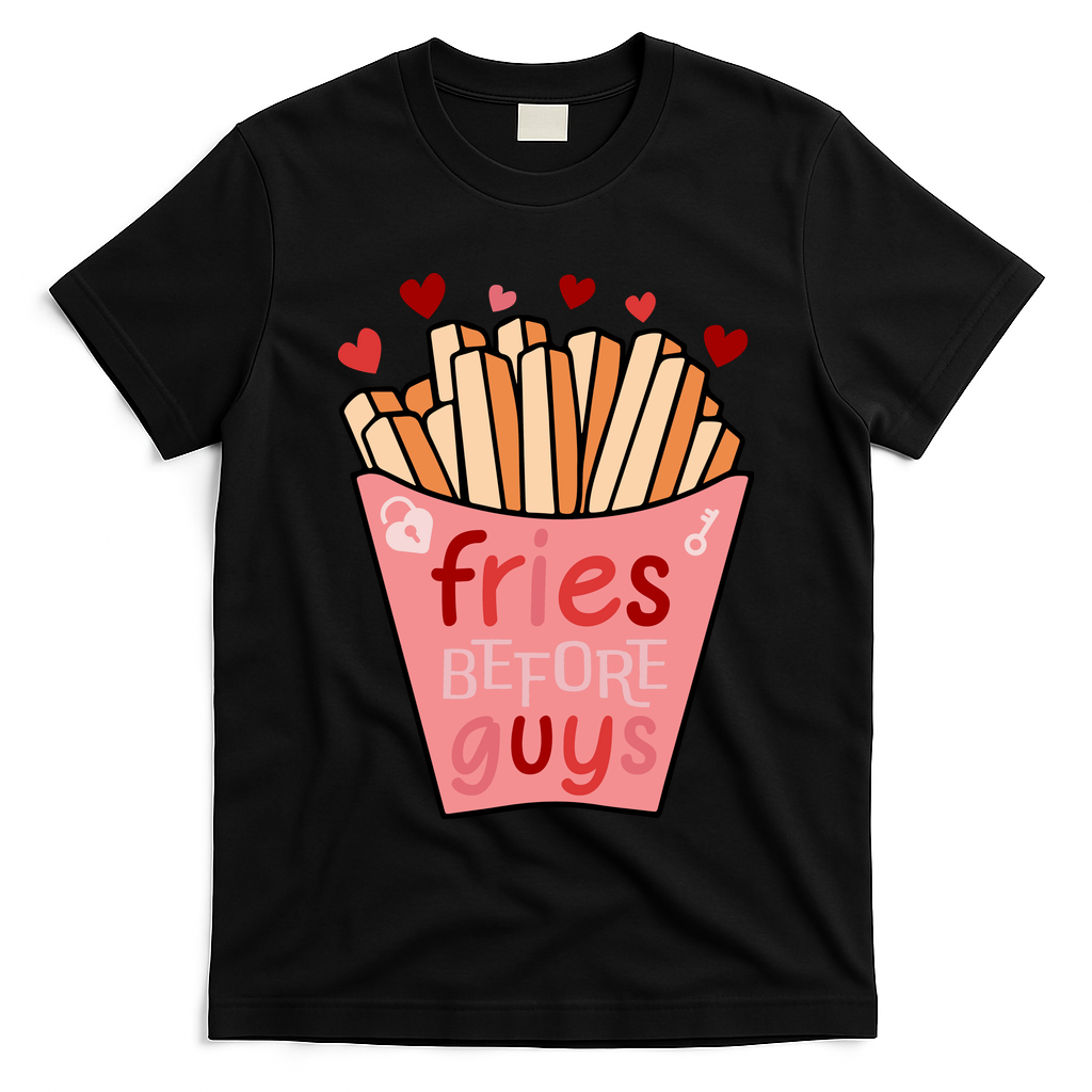 Cute Fries Before Guys Valentine's Day Gift T-Shirt