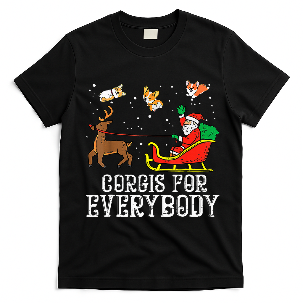 Corgis For Everybody Funny Xmas Christmas Corgi Dog Lover T-Shirt - Black