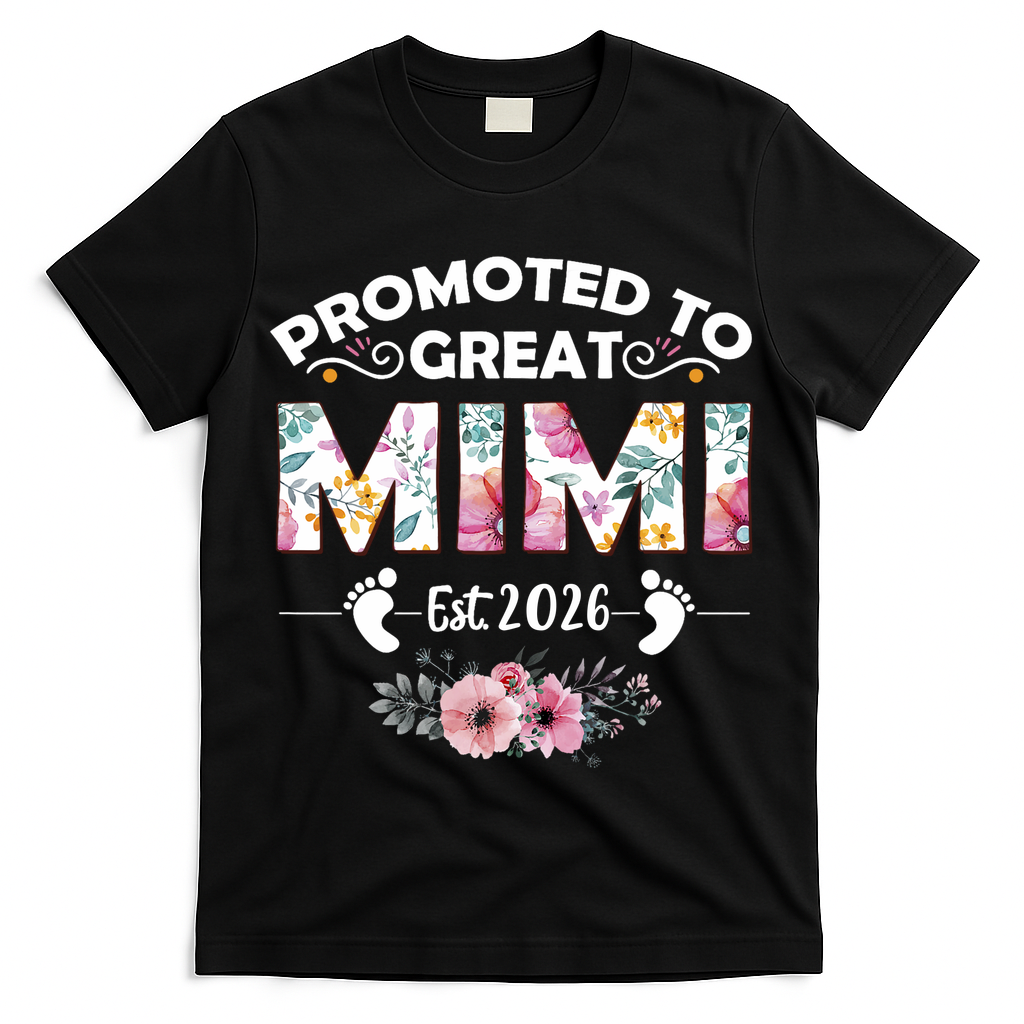 Cute Floral Promoted To Great Mimi Est 2026  T-Shirt