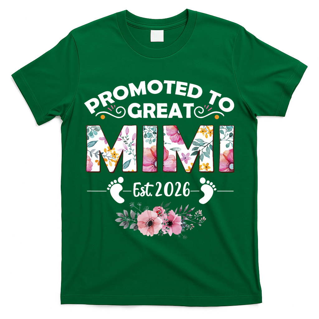 Cute Floral Promoted To Great Mimi Est 2026  T-Shirt