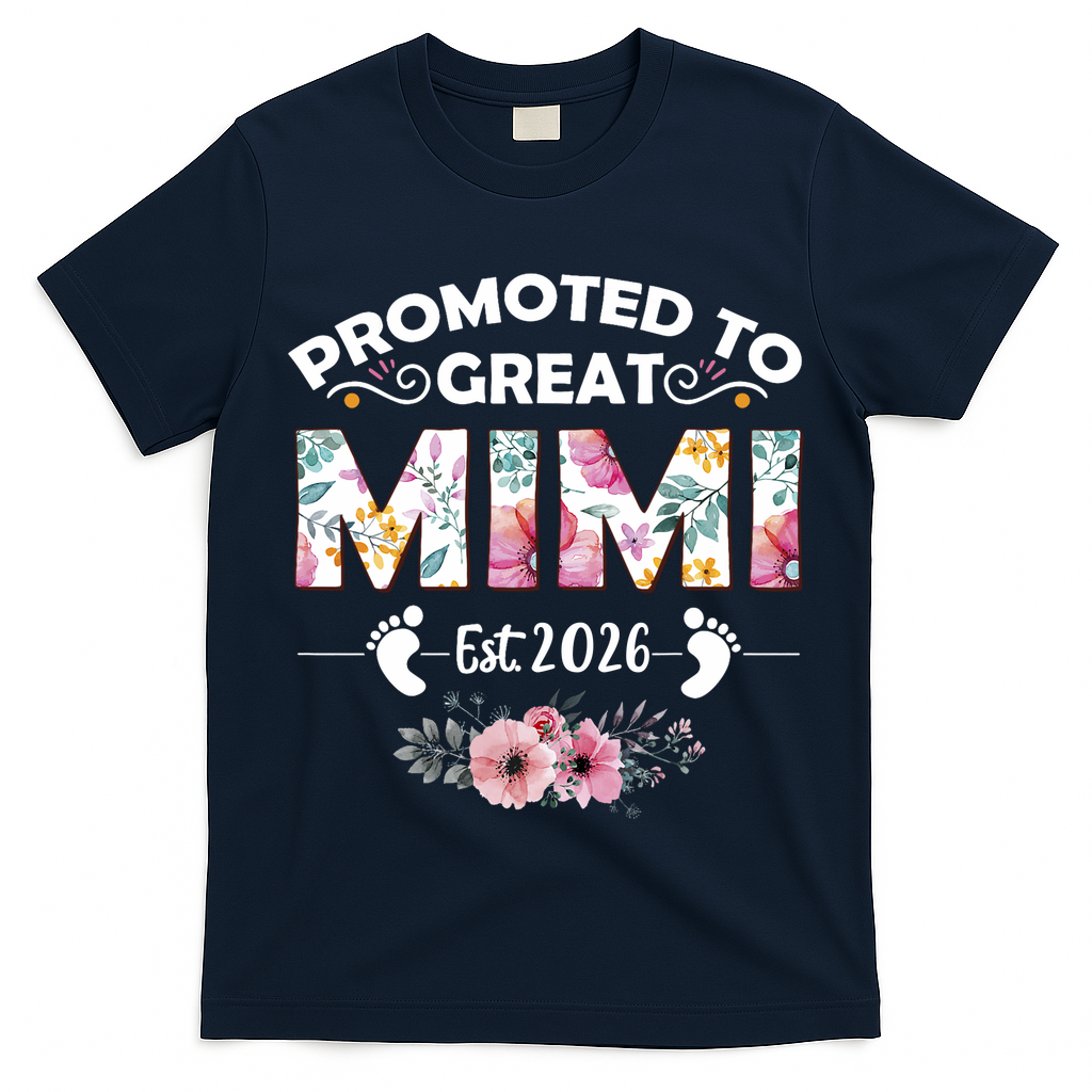 Cute Floral Promoted To Great Mimi Est 2026  T-Shirt