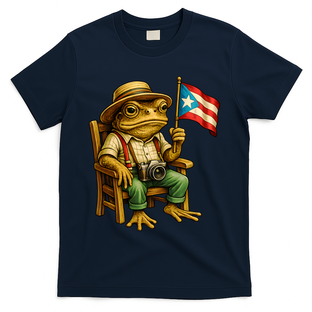 Coqui Frog Puerto Rico Flag Taino Boricua Hispanic T-Shirt - Navy