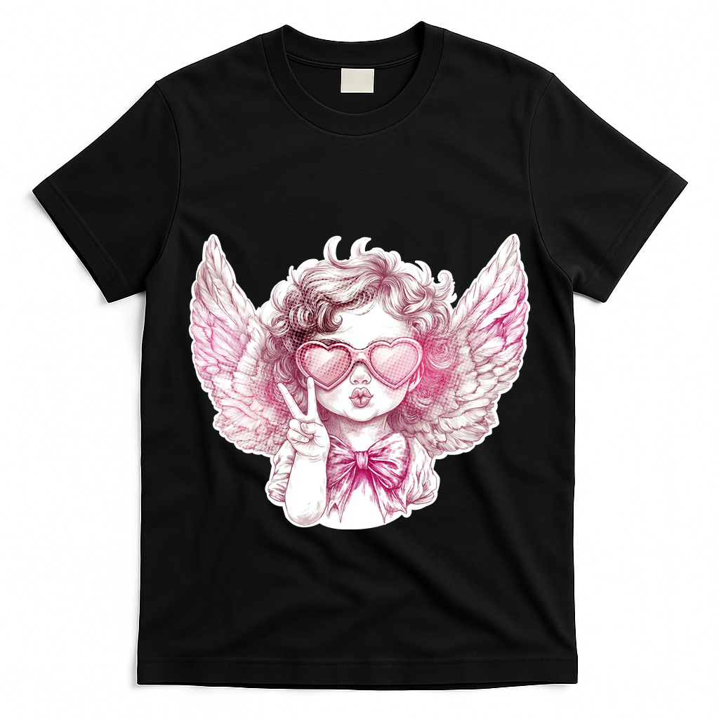 Cute Funny Valentines Day Cupid Peace Sign T-Shirt