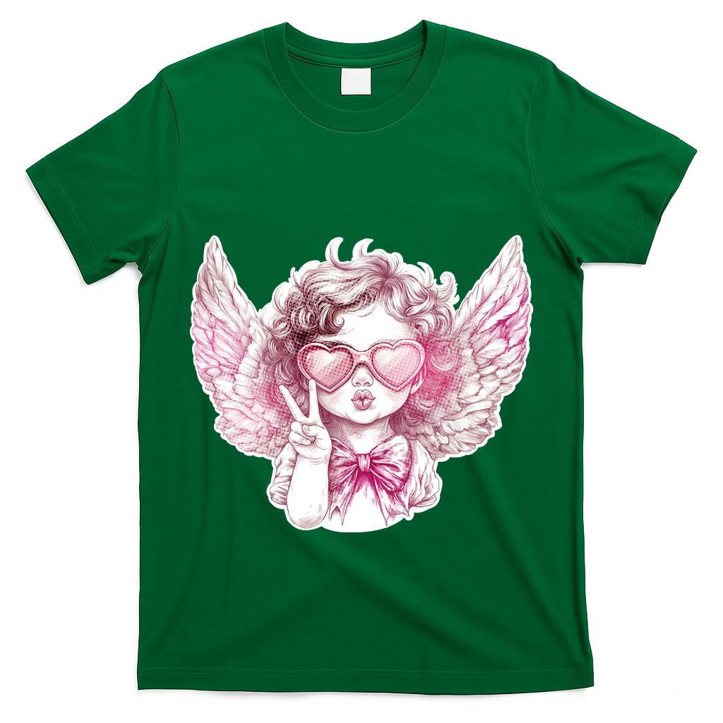 Cute Funny Valentines Day Cupid Peace Sign T-Shirt