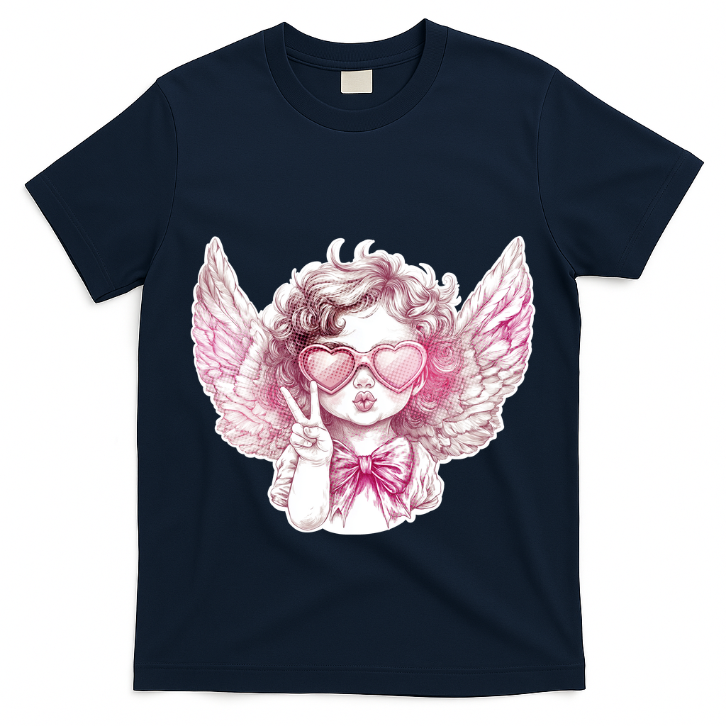 Cute Funny Valentines Day Cupid Peace Sign T-Shirt