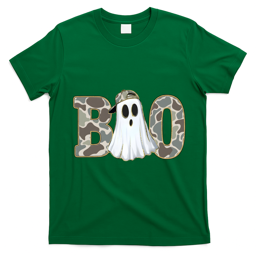 Camo Ghost Boo Spooky Halloween T-Shirt - Irish Green