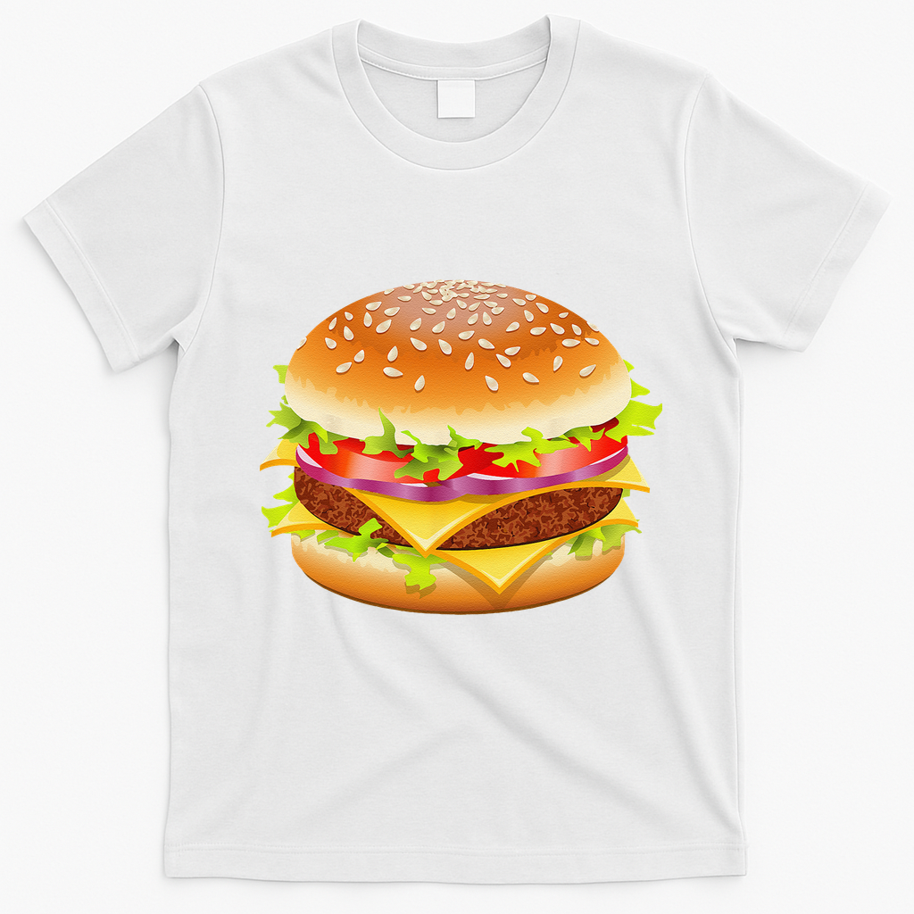 Cheeseburger Hamburger Burger Funny Food Halloween Costume T-Shirt - White