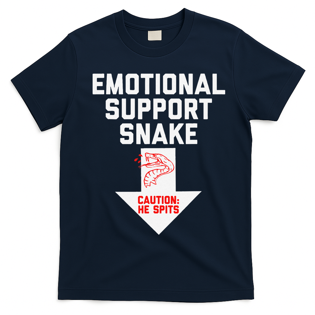 Crude Humor Inappropriate Emotional Support Snake Halloween T-Shirt - Navy Blue