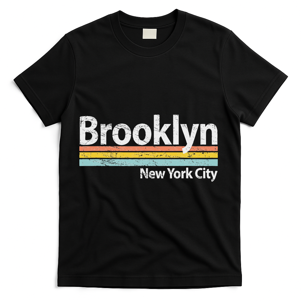 Club Inc. Brooklyn New York City Nyc Retro Stripes Classic T-Shirt - Black