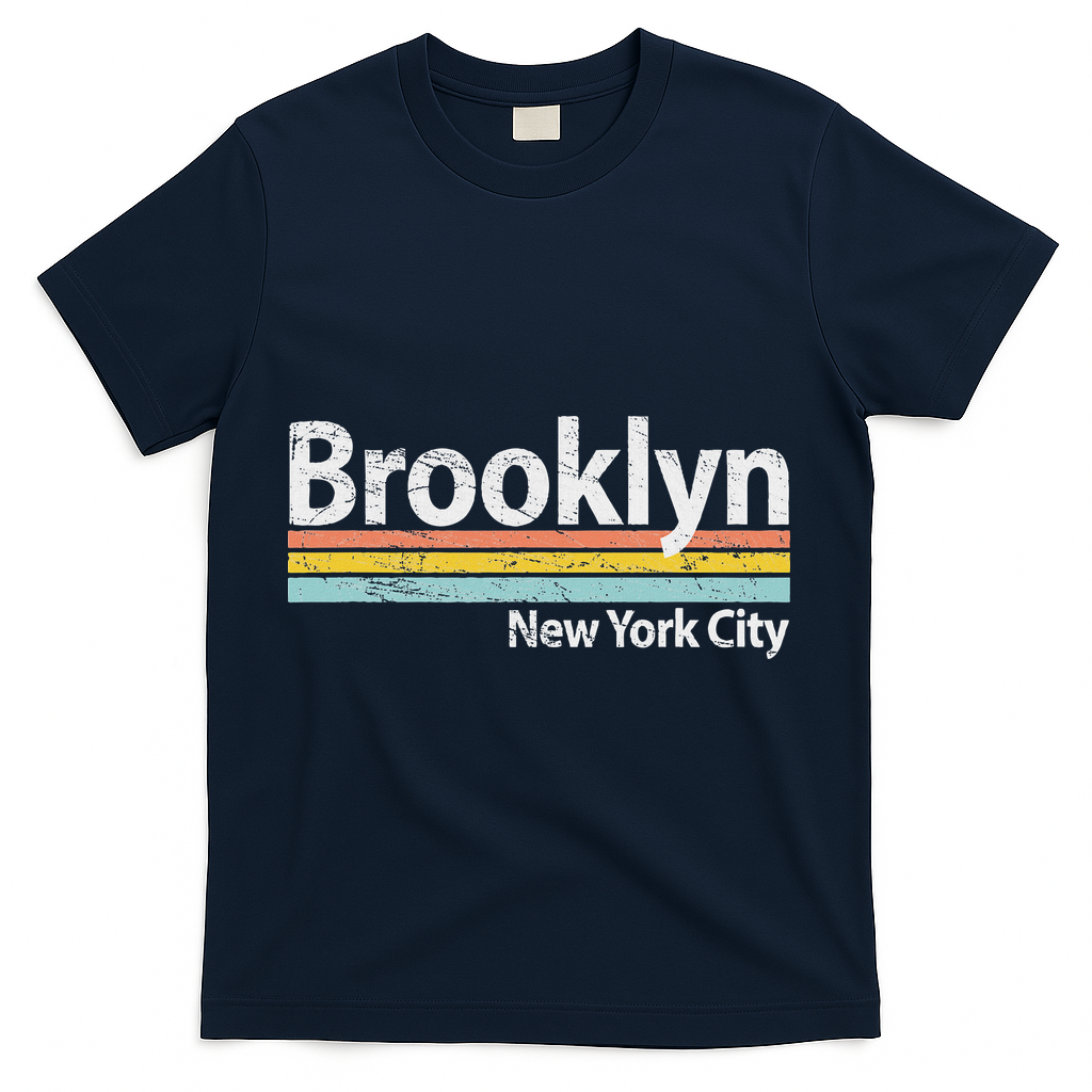 Club Inc. Brooklyn New York City Nyc Retro Stripes Classic T-Shirt - Navy