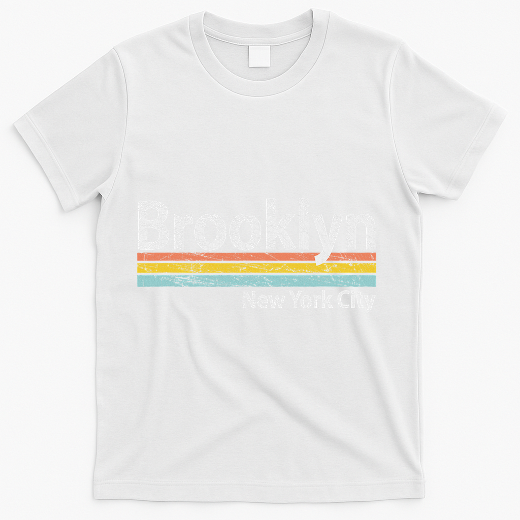 Club Inc. Brooklyn New York City Nyc Retro Stripes Classic T-Shirt - White