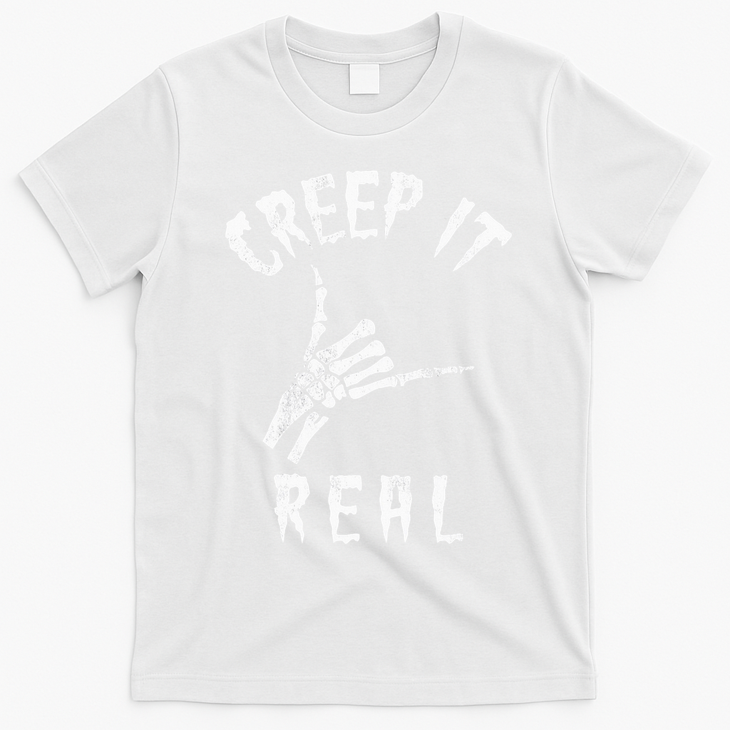 Creep It Real Skeleton Hand Shaka T-Shirt - White
