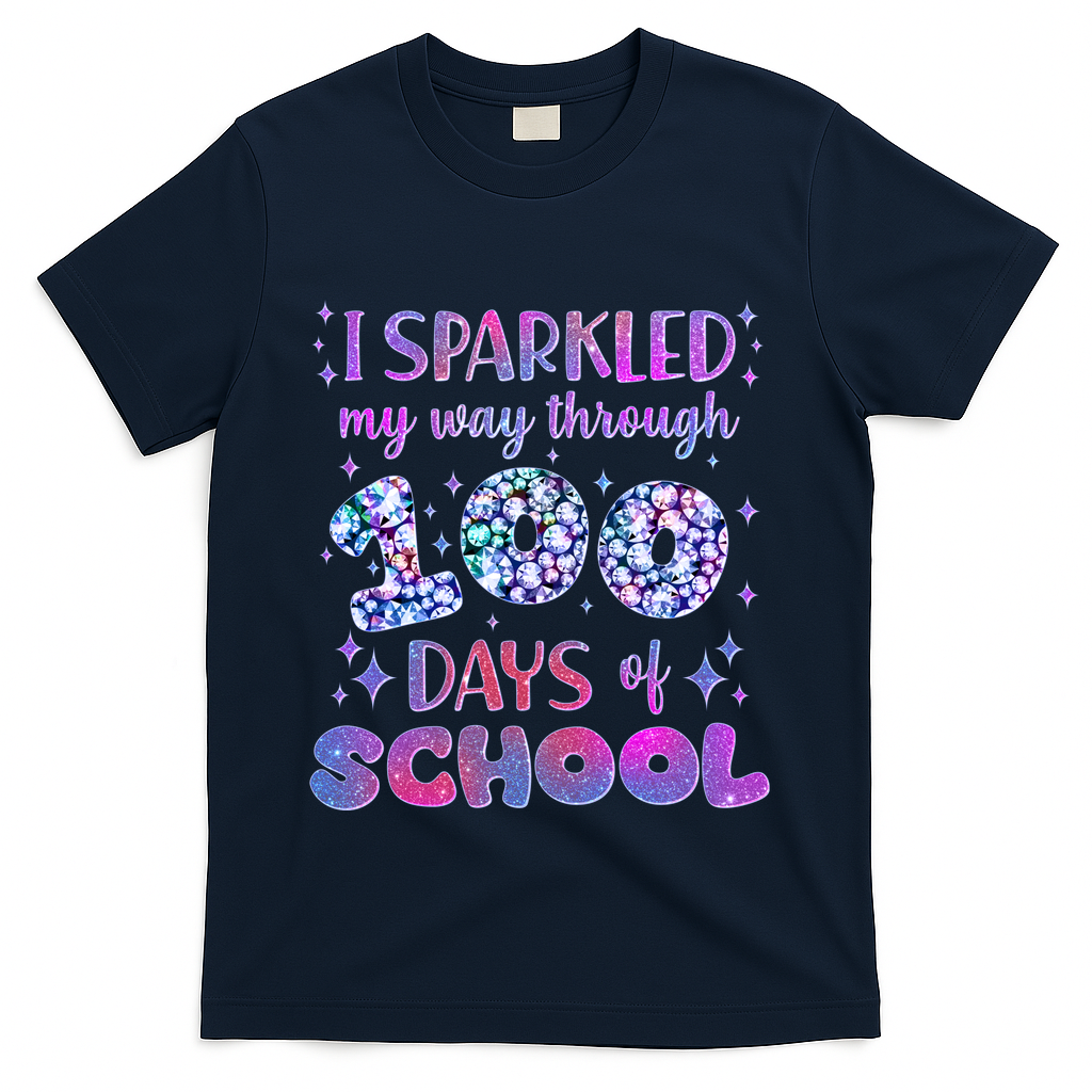 Cute I Sparkled My Way Through Days Of School T-Shirt - Navy