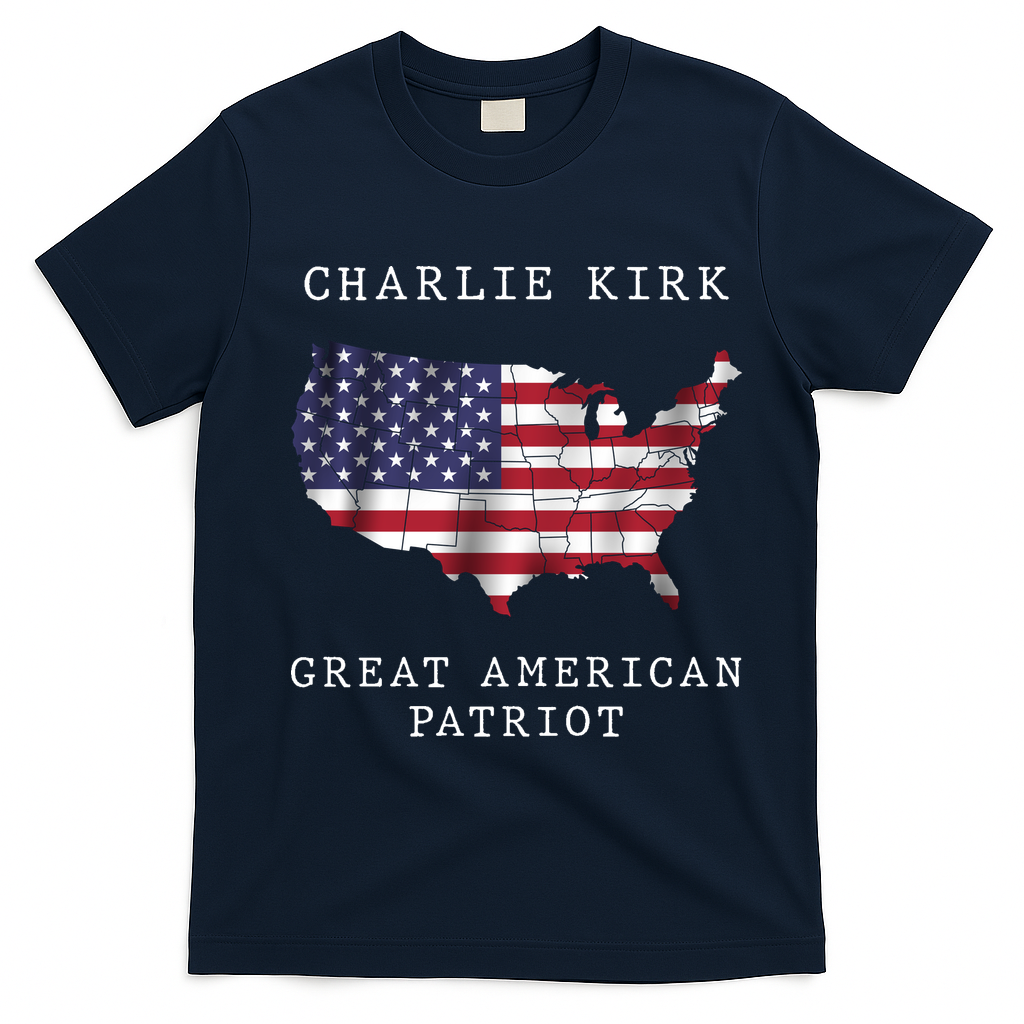 Charlie Kirk Great American Patriot T-Shirt - Navy Blue