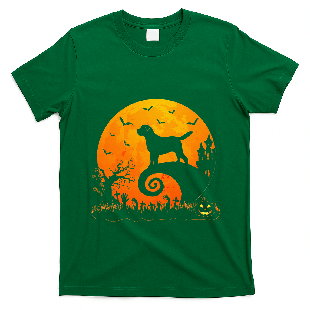 Chocolate Lab Dog Moon Halloween Dog Lover T-Shirt - Irish Green