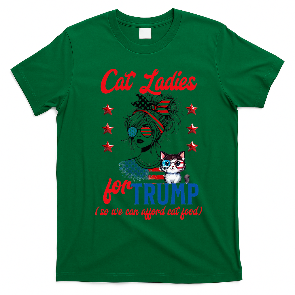Cat Lady For Trump Funny Political T-Shirt - Irish Green