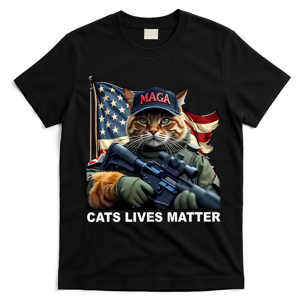 Cats Lives Matter Funny Trump 2024 Cat Maga T-Shirt - Black