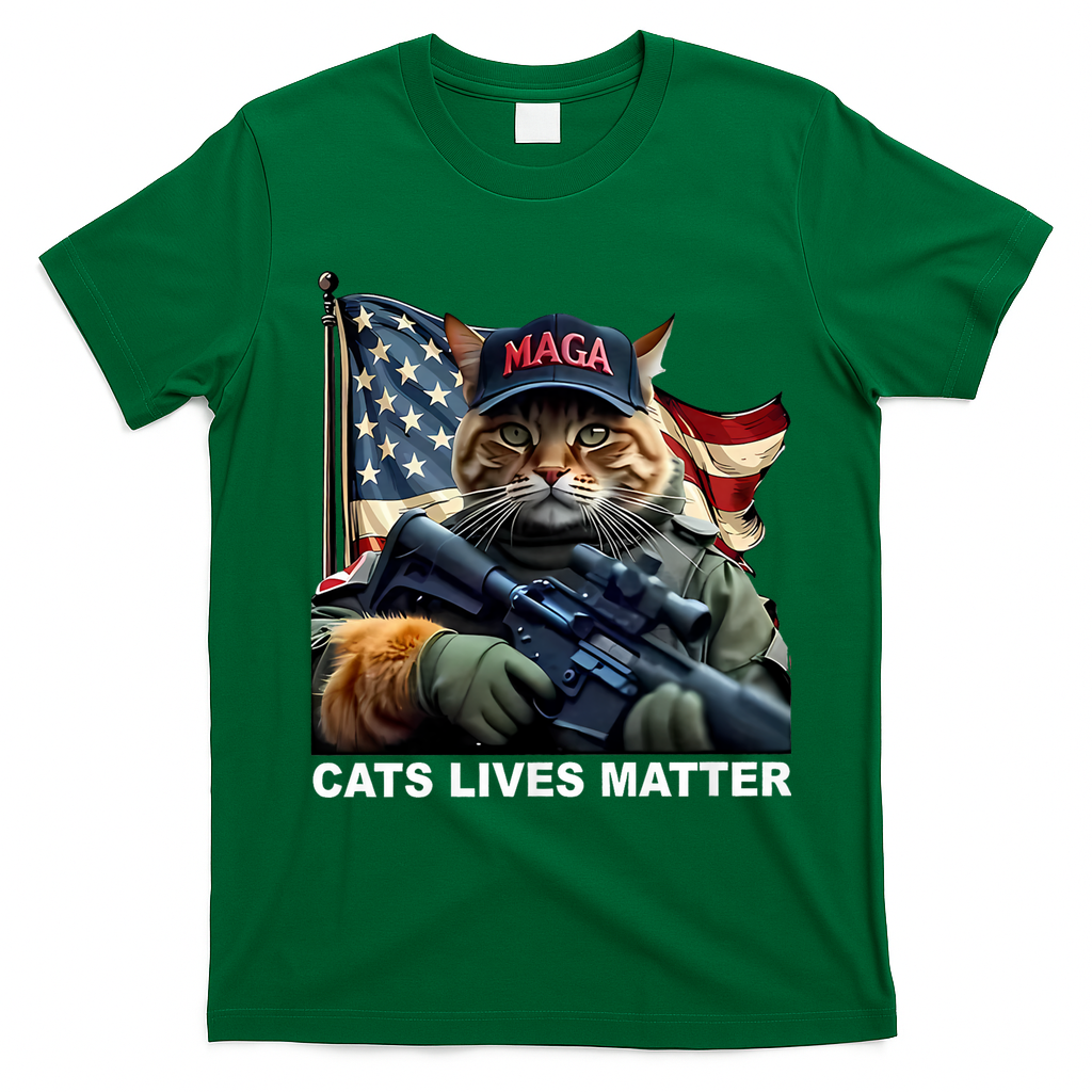 Cats Lives Matter Funny Trump 2024 Cat Maga T-Shirt - Irish Green