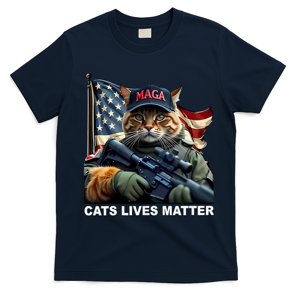 Cats Lives Matter Funny Trump 2024 Cat Maga T-Shirt - Navy Blue