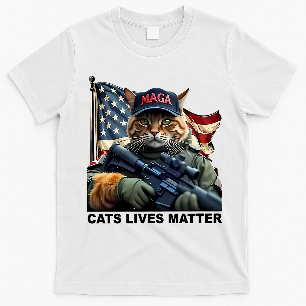 Cats Lives Matter Funny Trump 2024 Cat Maga T-Shirt - White