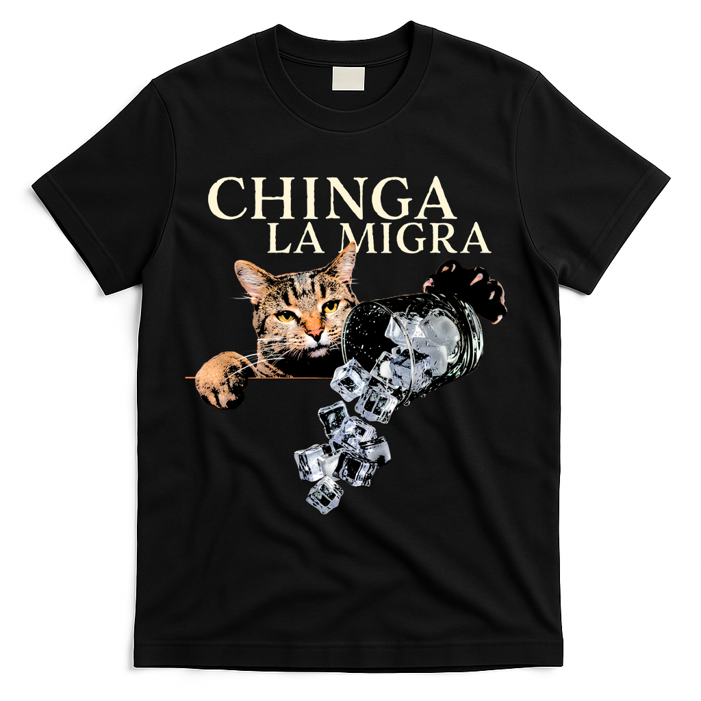 Chinga La Migra Cat Anti ICE T-Shirt - Black