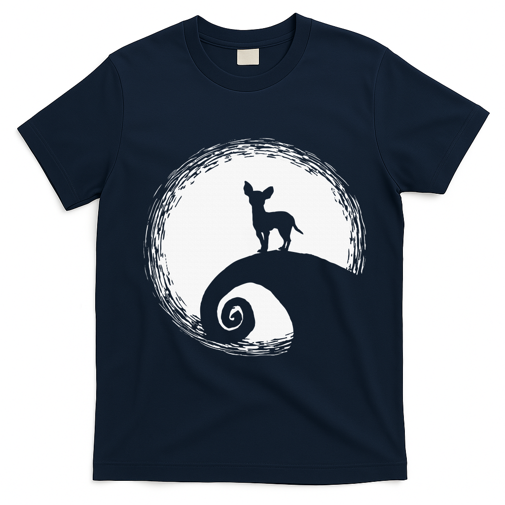 Chihuahua Moon Halloween Costume for Dog Lovers T-Shirt - Navy Blue