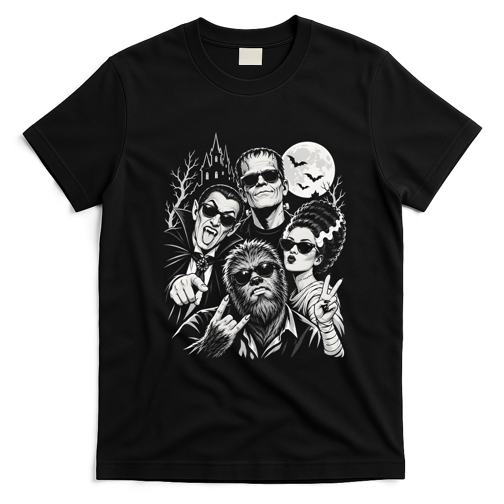 Cool Monsters Movie Vintage Sunglasses Halloween T-Shirt - Black