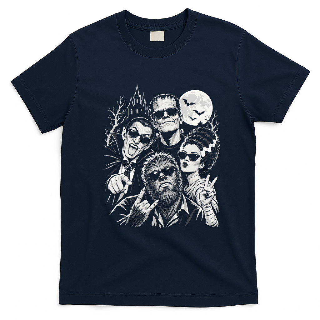 Cool Monsters Movie Vintage Sunglasses Halloween T-Shirt - Navy Blue