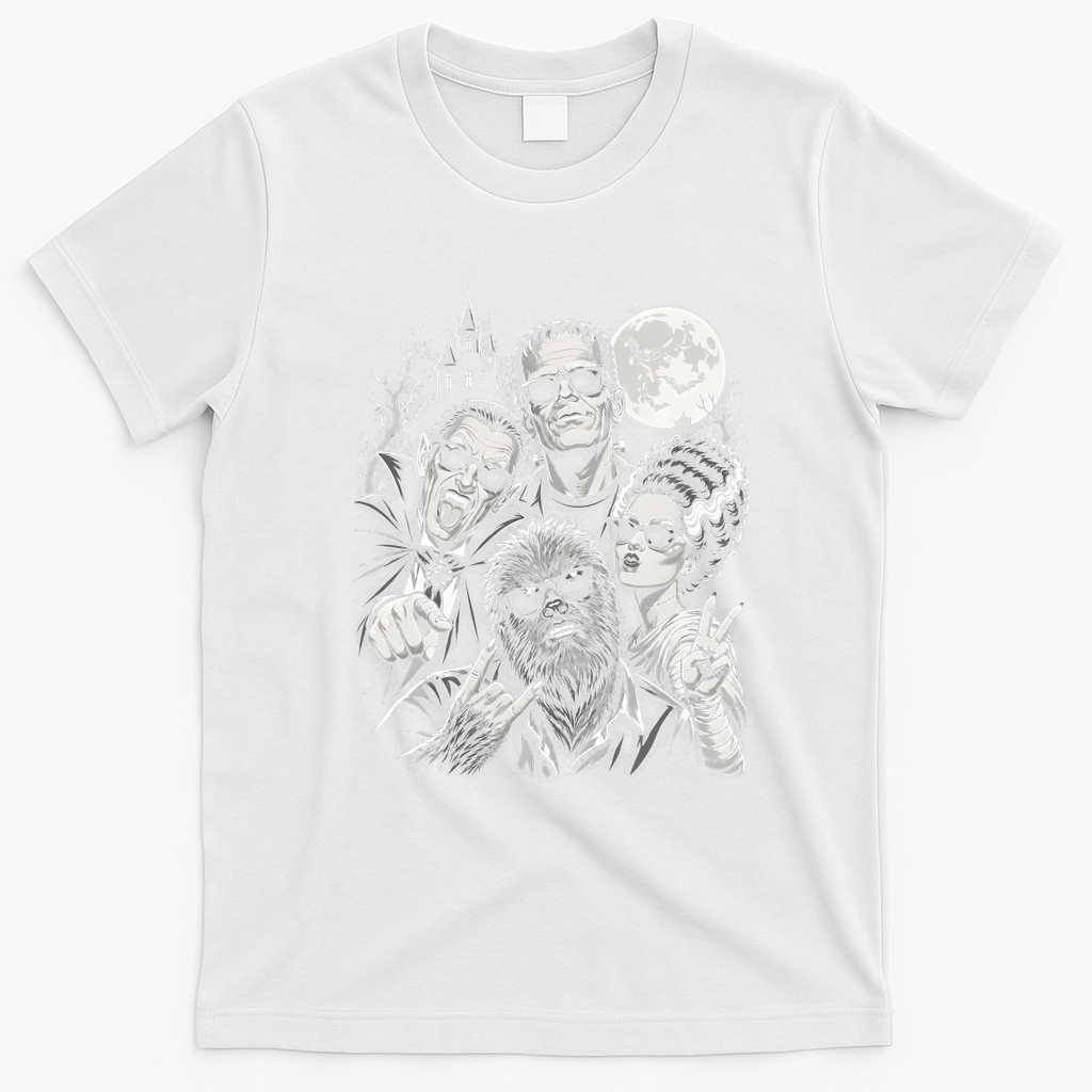 Cool Monsters Movie Vintage Sunglasses Halloween T-Shirt - White