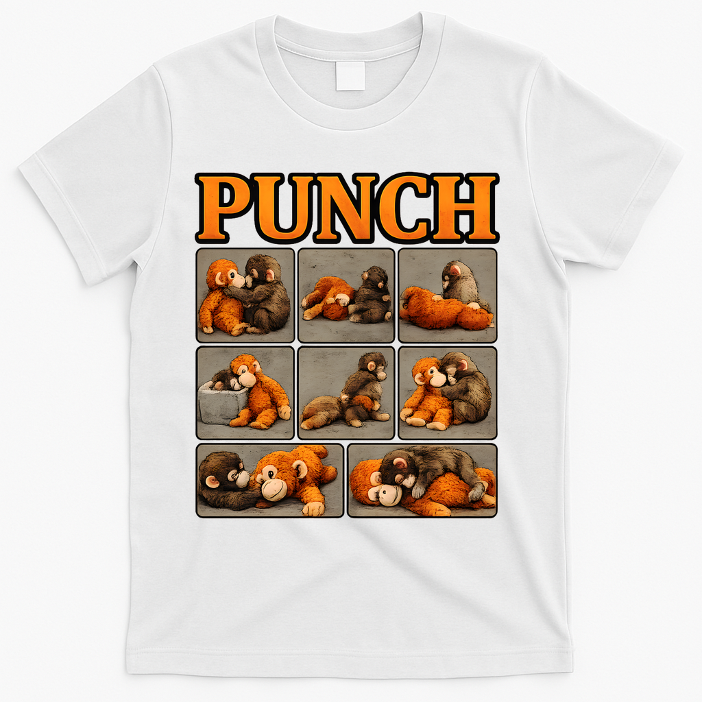 Cute Monkey Punch Funny T-Shirt - White