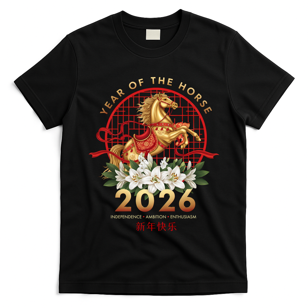 Chinese New Year Zodiac Year Of The Horse 2026 Independence Ambition Enthusiasm T-Shirt