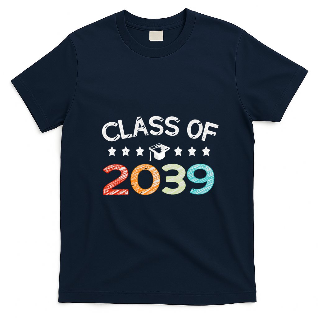 Class Of 2039 Grow With Me First Day School T-Shirt - Navy Blue