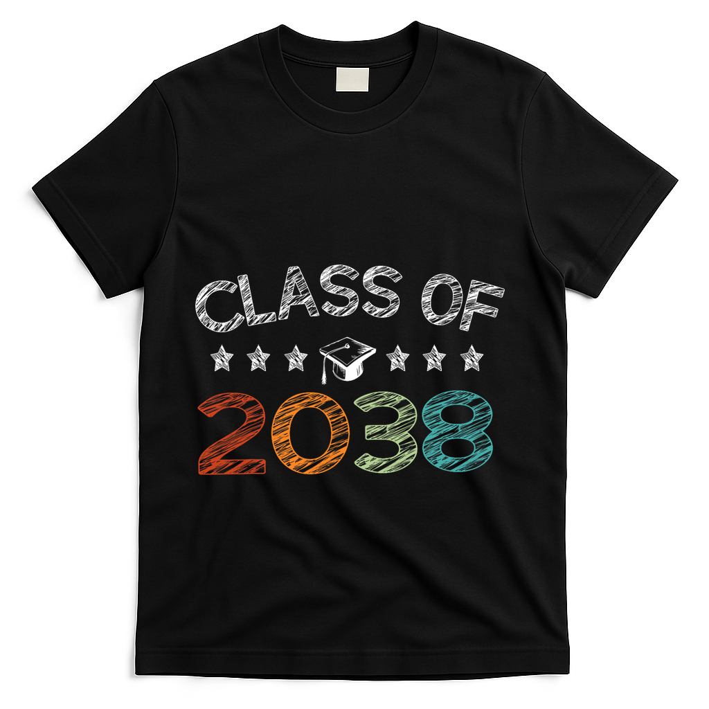 Class Of 2038 Grow With Me First Day School T-Shirt - Black