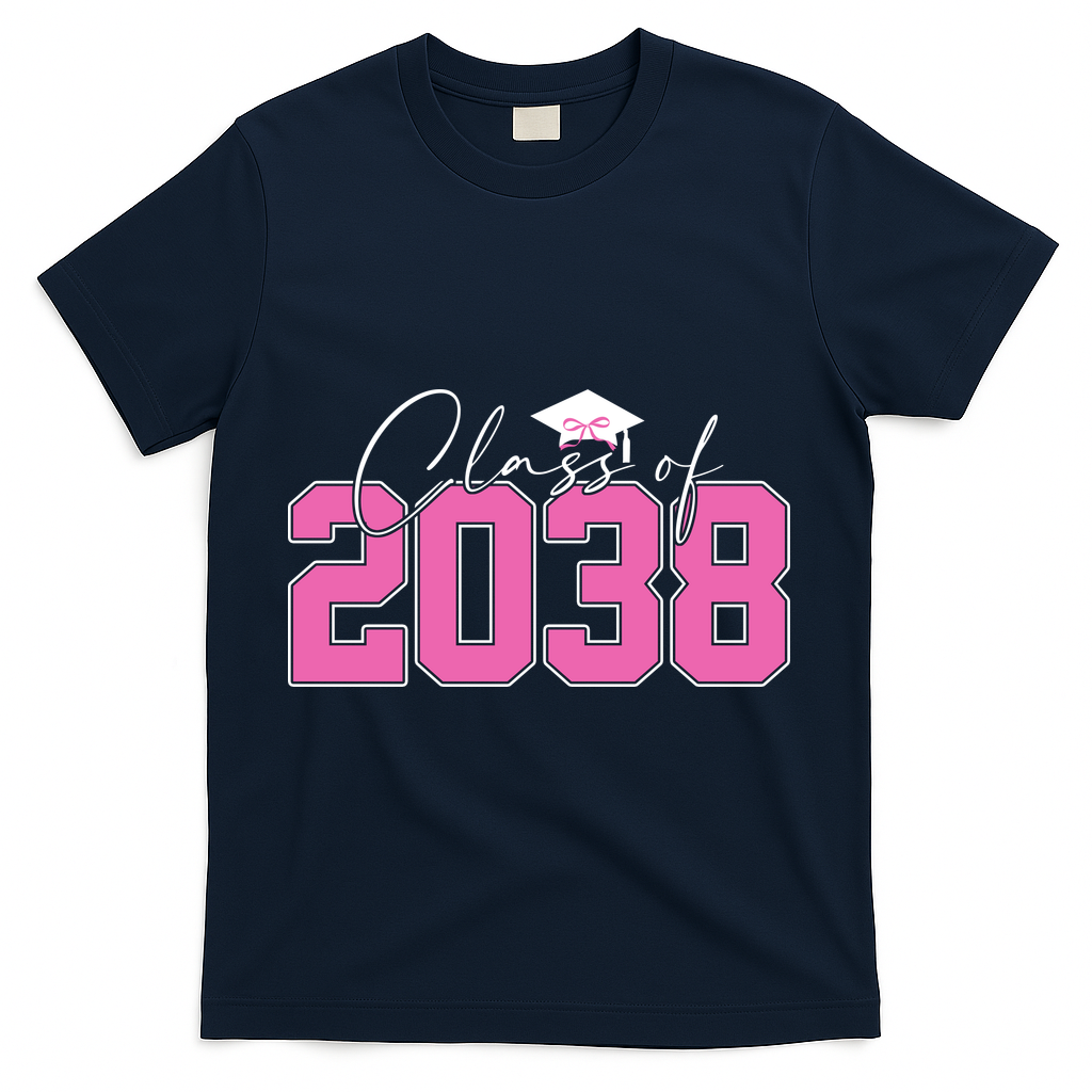 Class Of 2038 Grow With Me Kindergarten T-Shirt - Navy
