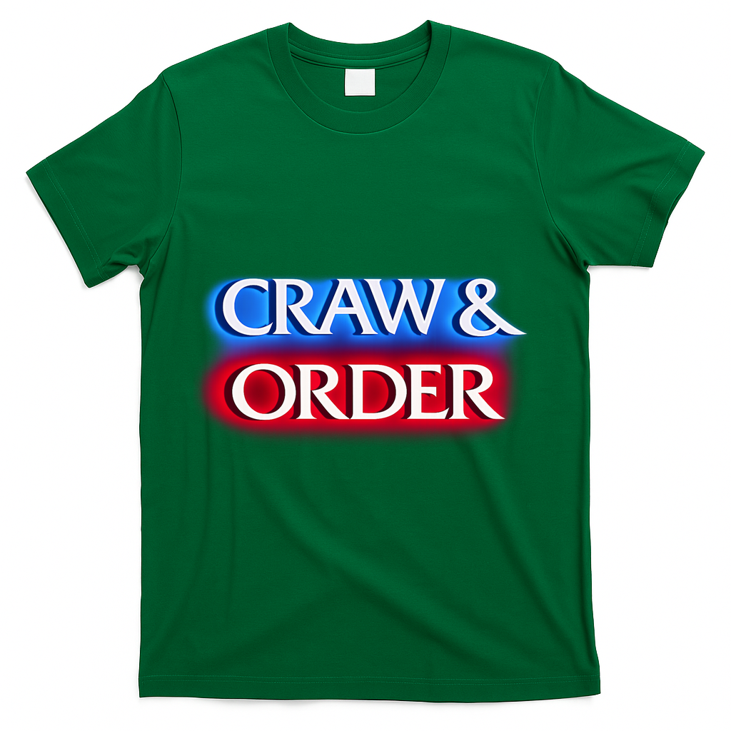 Craw & Order Funny Seafood Parody T-Shirt - Green
