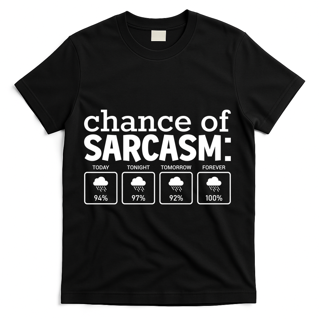 Chance Of Sarcasm Funny Sarcastic Weather Meme T-Shirt - Black