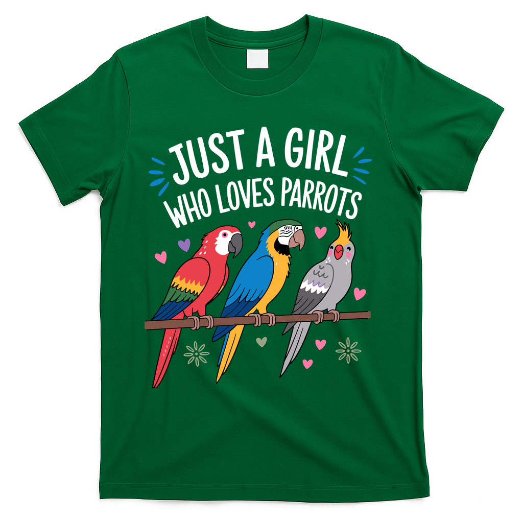 Cool Parrot Art For Women Girl Tropical Bird Parrot Lovers T-Shirt - Green