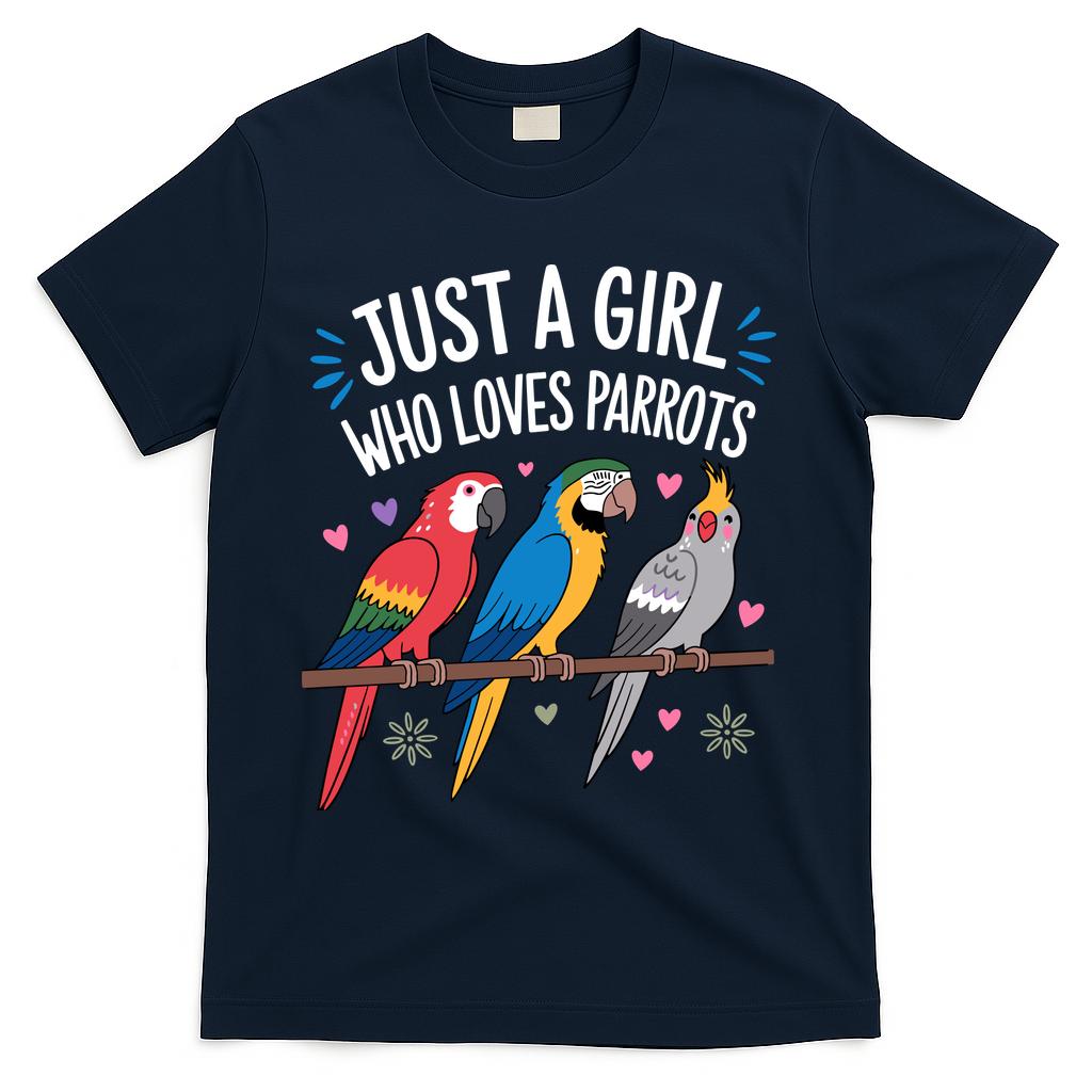 Cool Parrot Art For Women Girl Tropical Bird Parrot Lovers T-Shirt - Navy