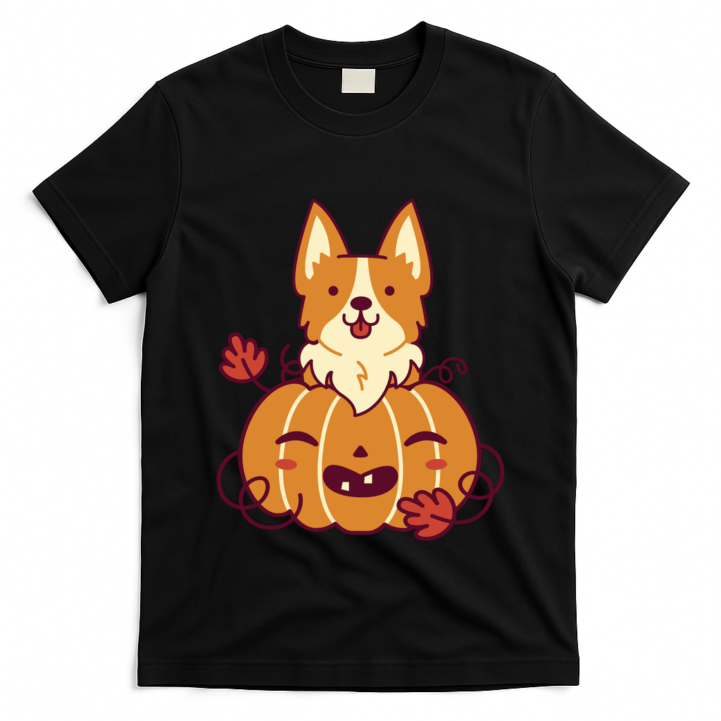 Cute Pumpkin Corgi Dog Halloween T-Shirt