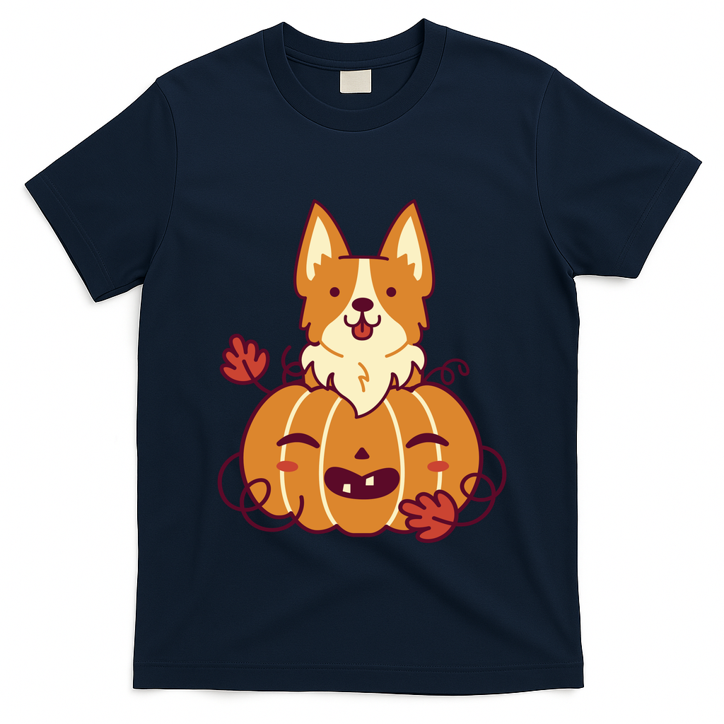 Cute Pumpkin Corgi Dog Halloween T-Shirt