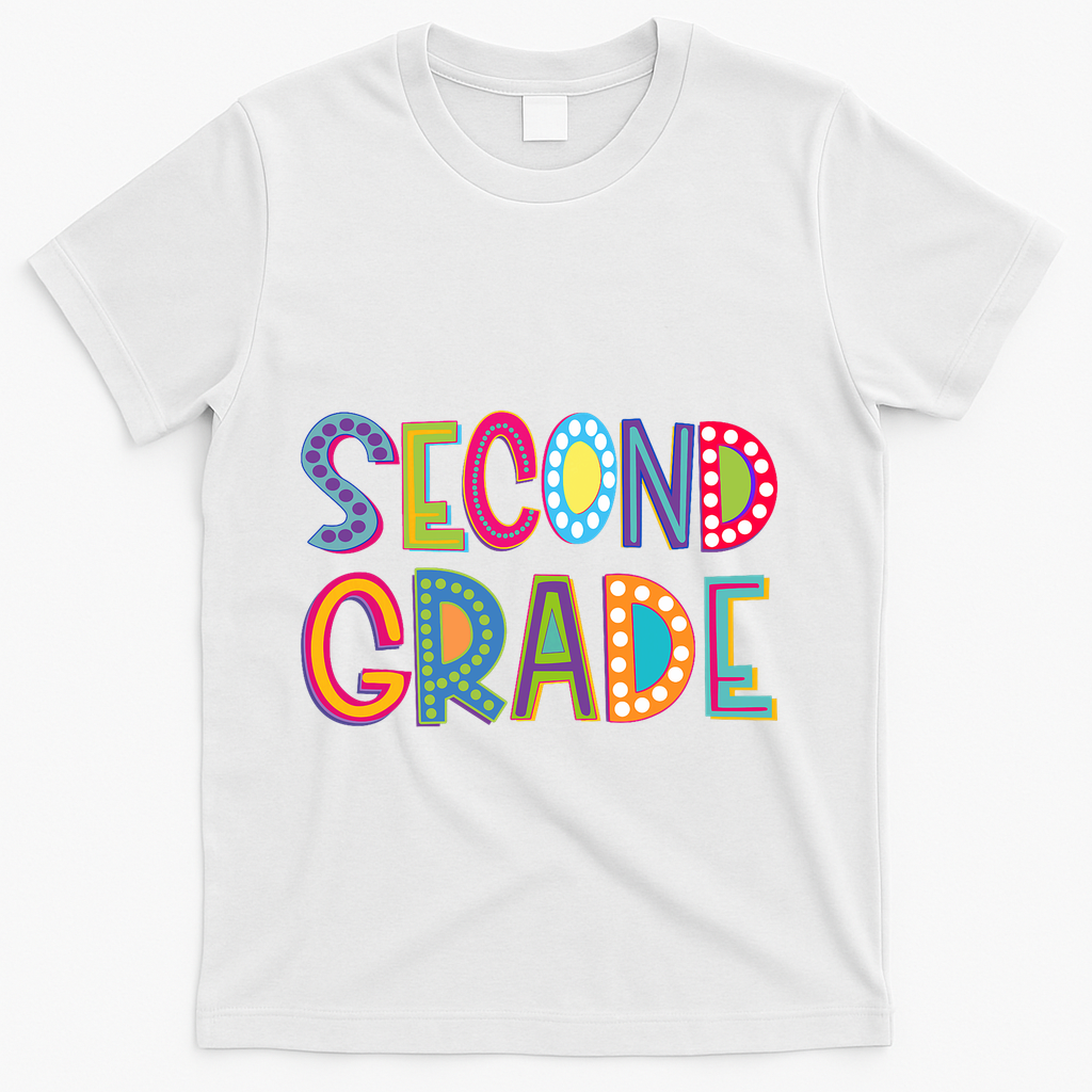 Cute Polka Dot Second Grade 2nd Grade School Teacher T-Shirt - White