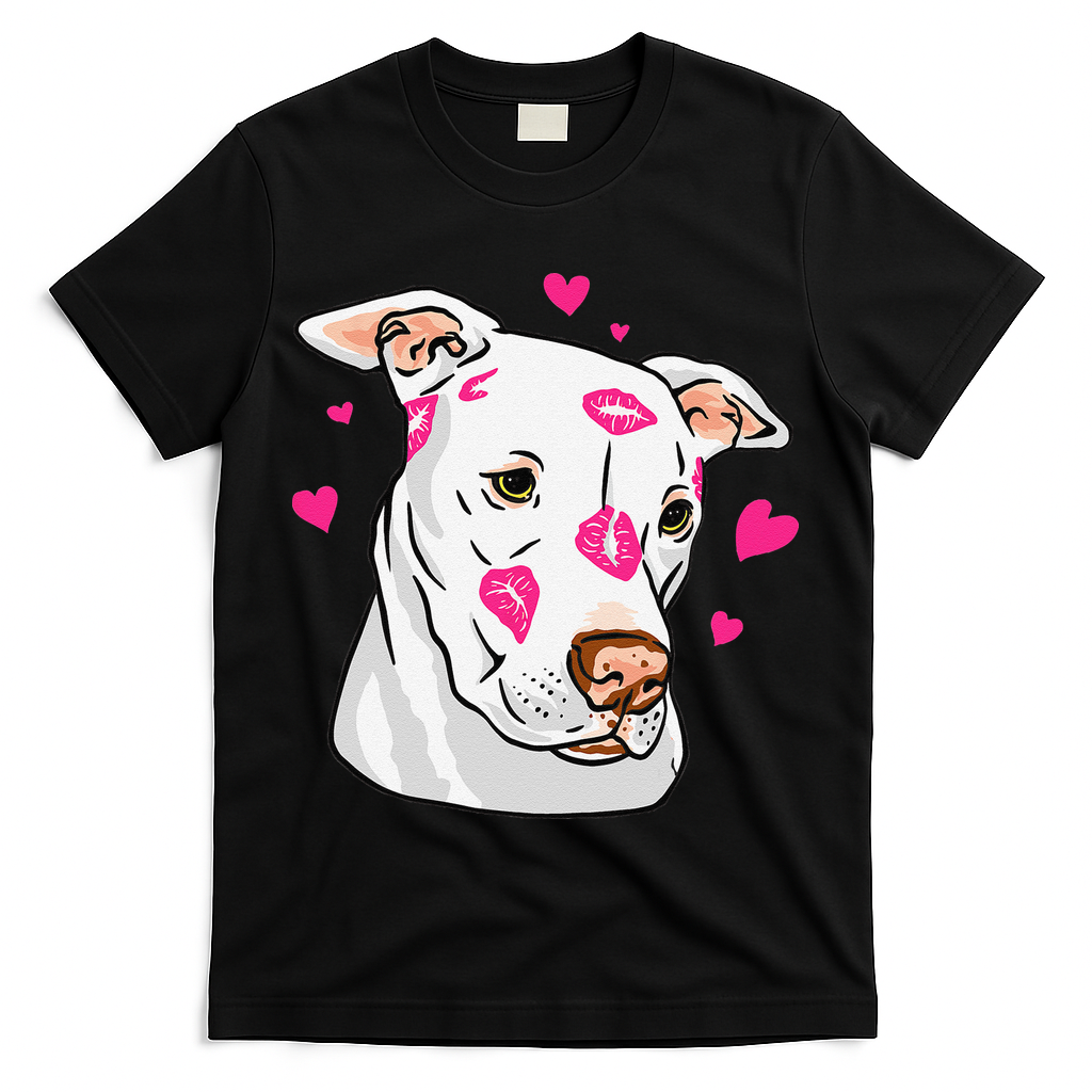 Cute Pitbull Dog Love And Hearts Funny I Love PitBull Dogs T-Shirt