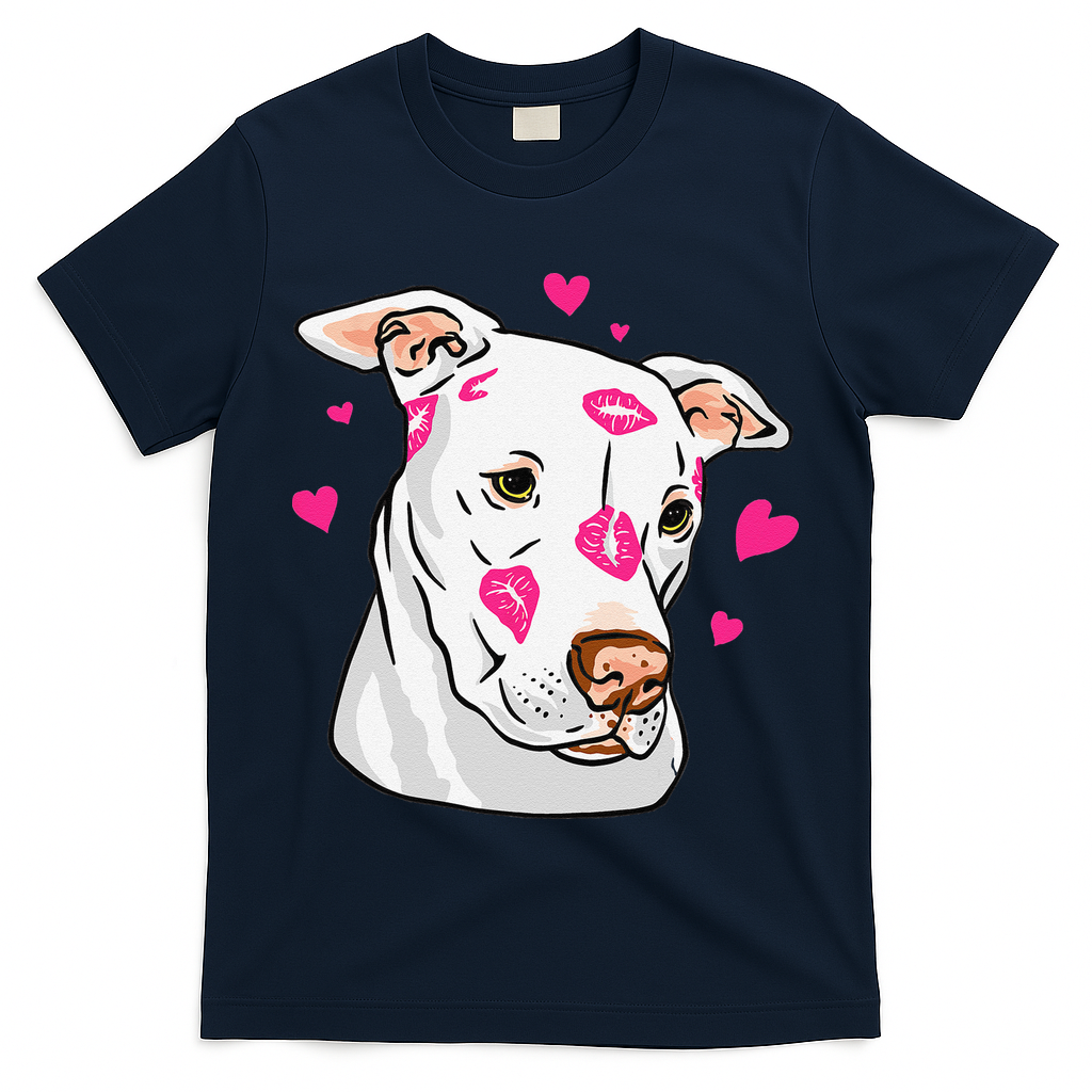 Cute Pitbull Dog Love And Hearts Funny I Love PitBull Dogs T-Shirt