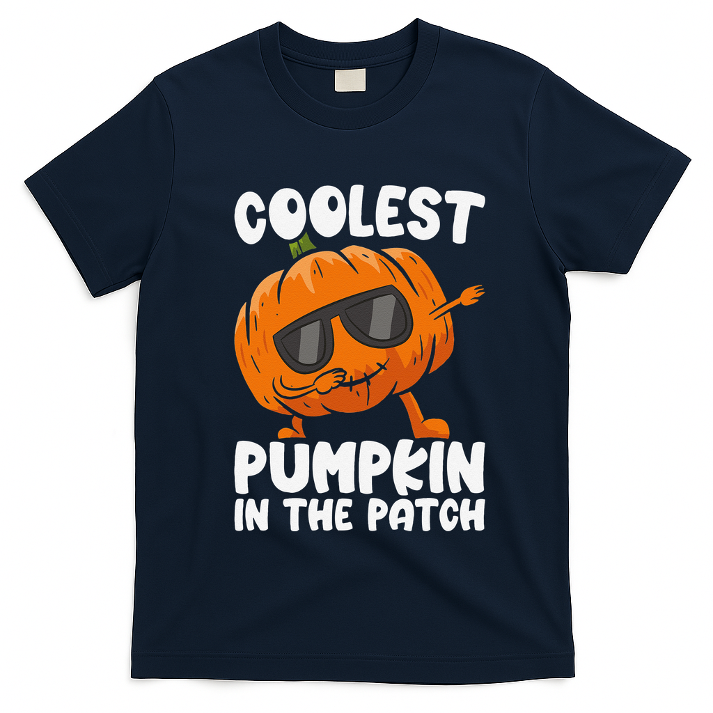 Coolest Pumpkin In The Patch Dabbing Halloween T-Shirt - Navy Blue