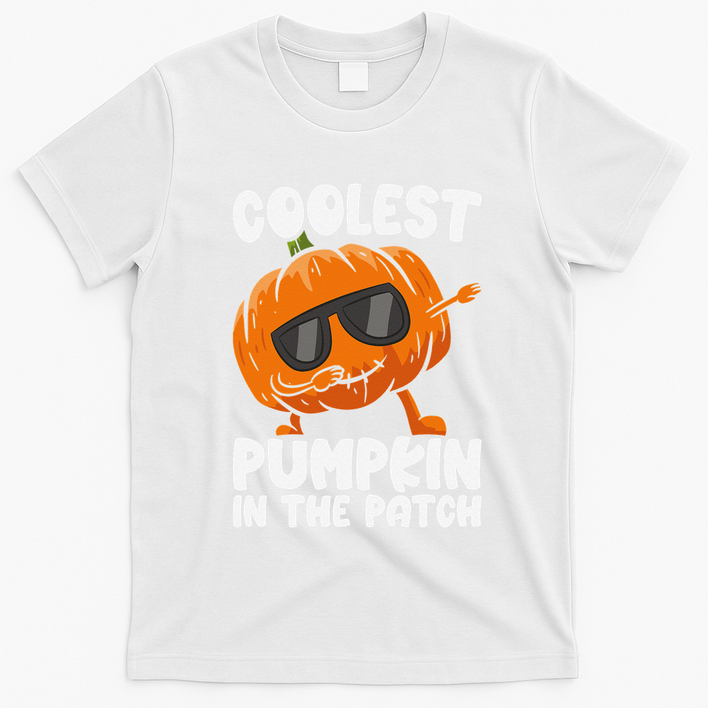 Coolest Pumpkin In The Patch Dabbing Halloween T-Shirt - White